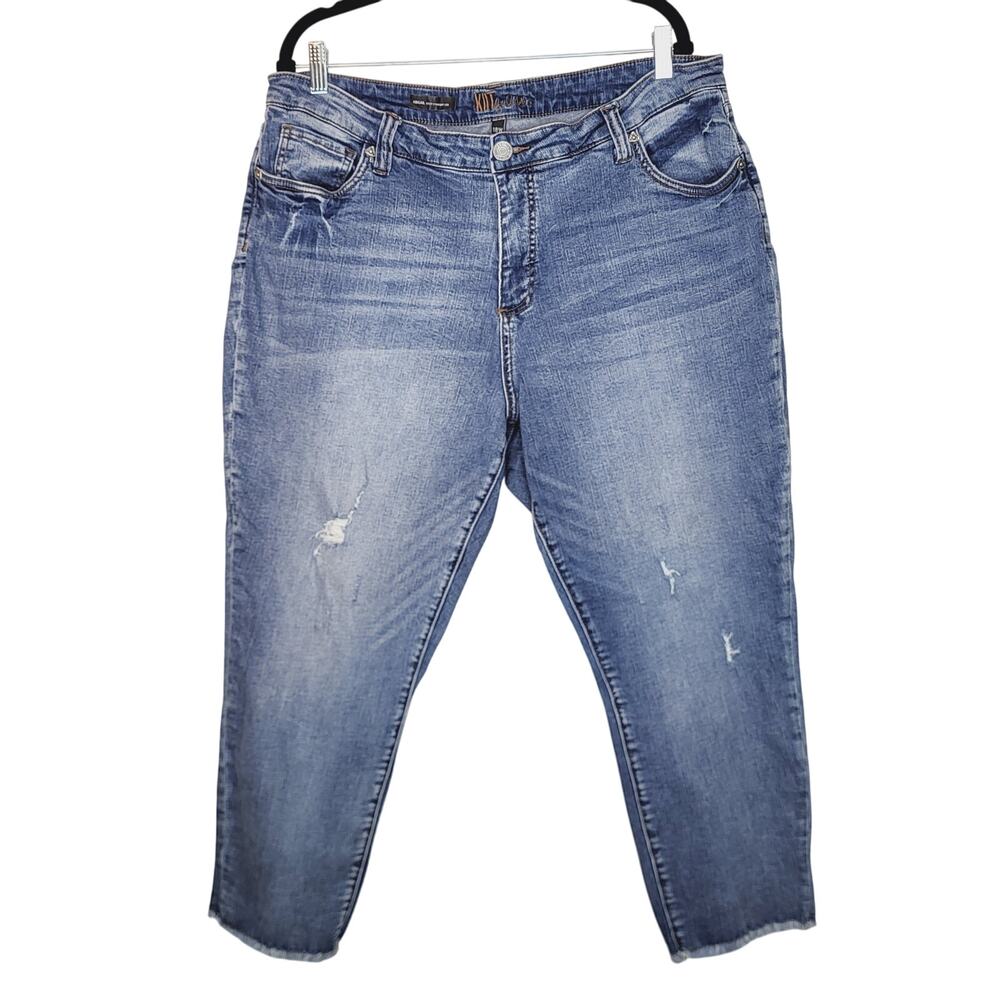 Kut from the Kloth Abigail Crop Straight Leg Raw Hem Denim jeans Size 18W